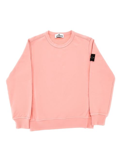 Felpa bambino Stone Island rosa con logo badge STONE ISLAND KIDS | 6100005S0040V008D